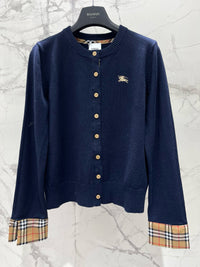 Vintage Check Cuff Wool Cardigan