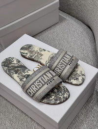 Dway Toile de Jouy Embroidered Slide