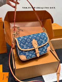 Diane Blue Denim Crystal Shoulder Bag
