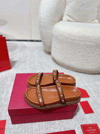 Garavani Rockstud Rope Flat Sandals