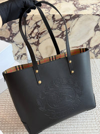 Embossed Crest Leather Tote