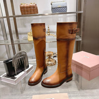 Leather Knee High Riding Boots