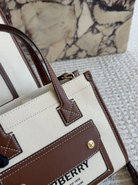 Two-Tone Canvas and Leather Freya Tote Bag