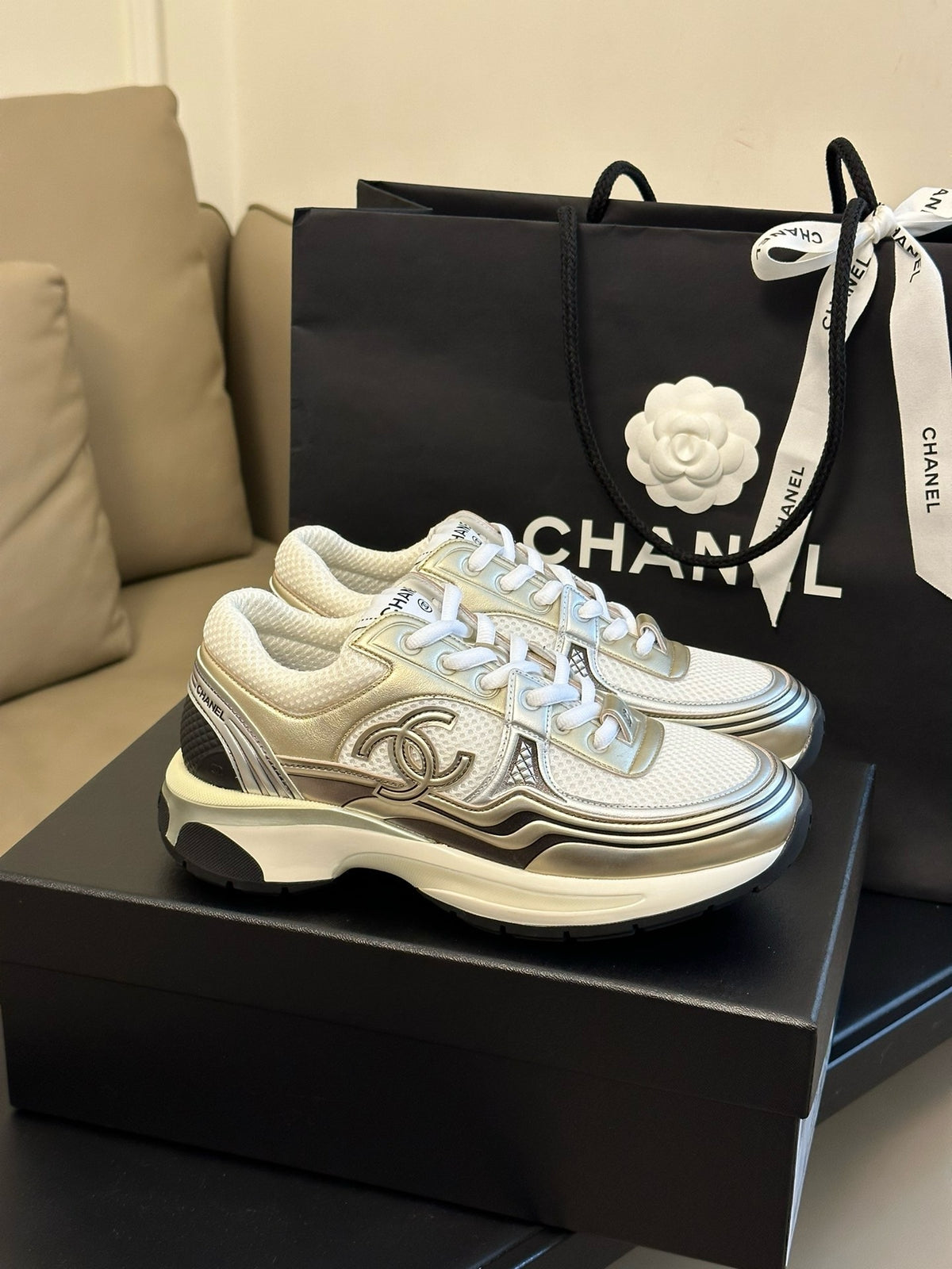 Logo Metallic Trainers