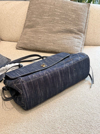 Denim Quilted Flap Shoulder Bag