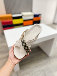 Vintage Check Cross Strap Slides