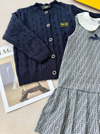 Fendi Girls Knit Cardigan & FF Pleated Dress Set