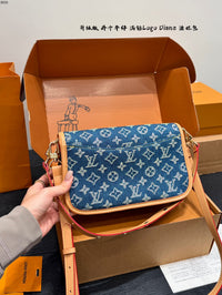Diane Blue Denim Crystal Shoulder Bag
