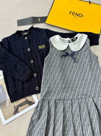 Fendi Girls Knit Cardigan & FF Pleated Dress Set