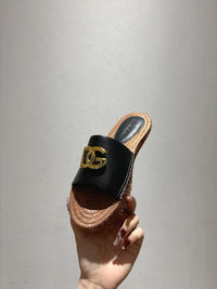Nappa Leather Espadrille Sliders