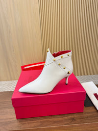 Rockstud Leather Ankle Boots