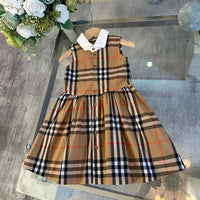 Vintage Check Sleeveless Collared Dress