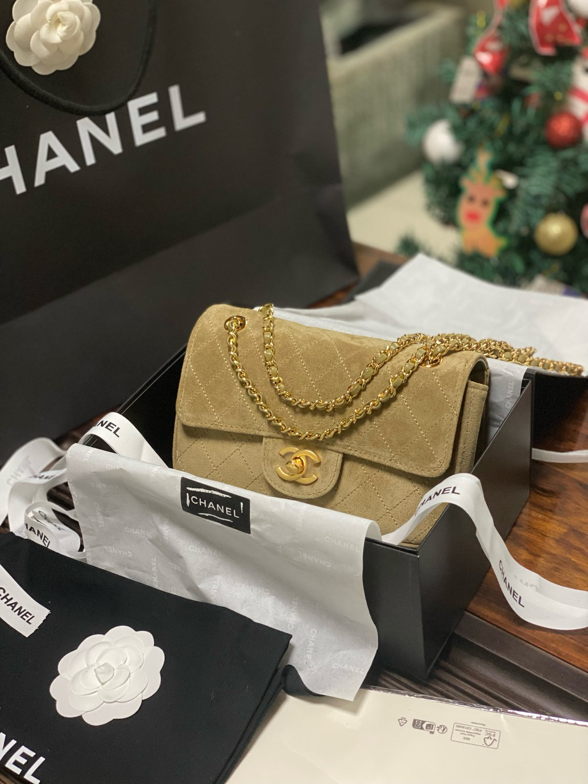Suede Flap Bag