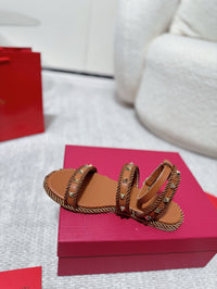 Garavani Rockstud Rope Flat Sandals