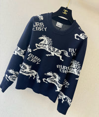 Equestrian Knight Motif Wool Sweater