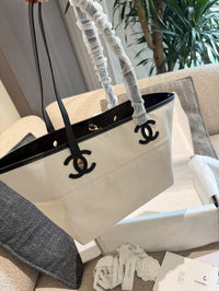 26M Shopping Bag Ecru Canvas & Calfskin