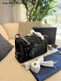 Re-Nylon Logo Boston Bag