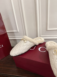 Horsebit Shearling-Trimmed Mules
