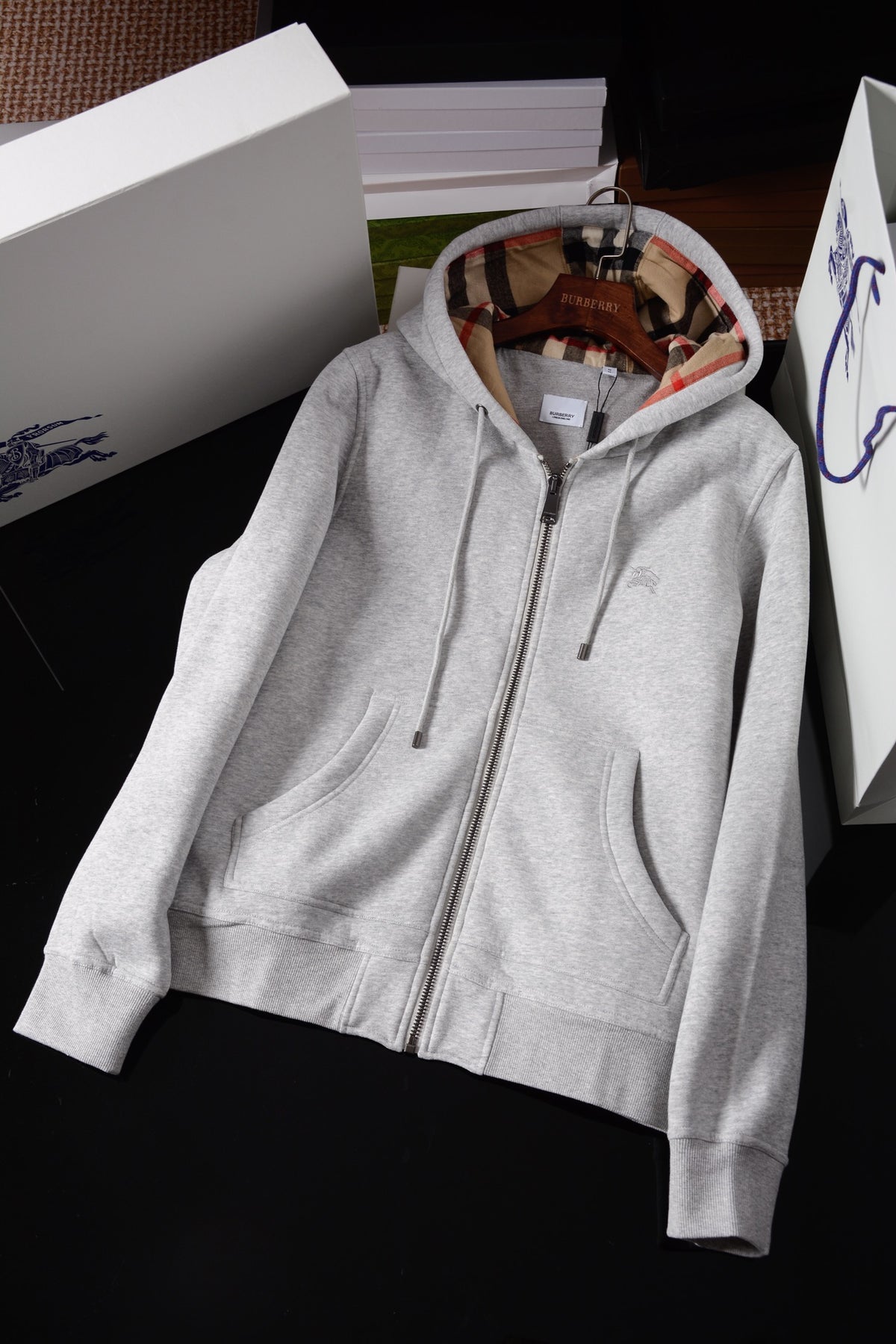 Check Zip Hoodie