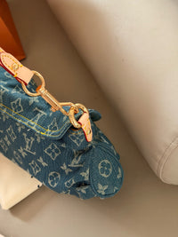 Monogram Denim Pleaty Bag