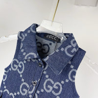 Denim Sleeveless Pleated Dress