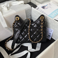Shiny Crumpled Calfskin Hobo Bag