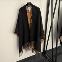 Reversible Check Wool Cape