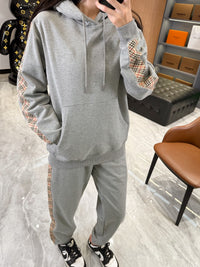 Check-Stripe Slim Sweatpants