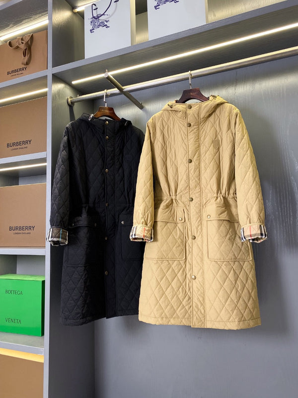 Nylon Quilted Hooded Parka