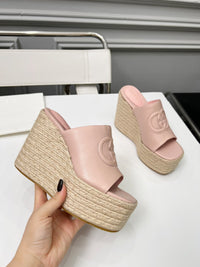 Leather Espadrille Wedges