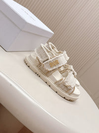 Frayed Tweed Platform Sandals