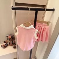 Pink Polo & Skirt Set