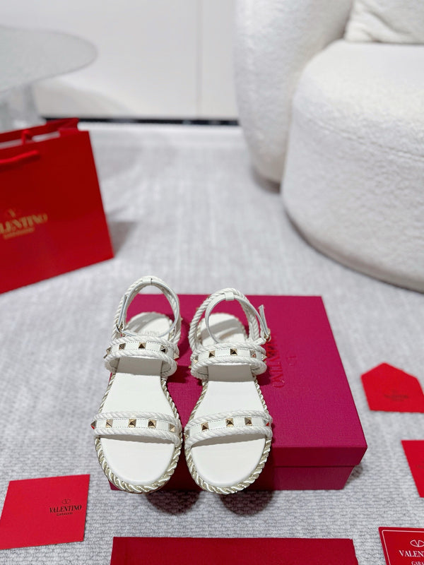 Garavani Rockstud Rope Flat Sandals