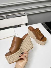 Leather Espadrille Wedges