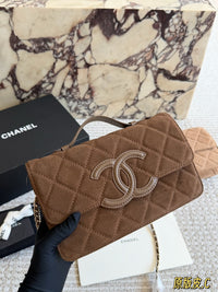 Suede Top Handle Flap Bag