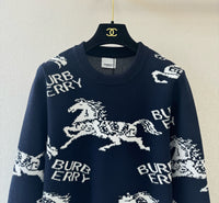 Equestrian Knight Motif Wool Sweater