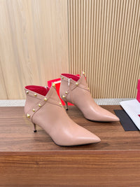Rockstud Leather Ankle Boots