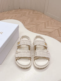 Frayed Tweed Platform Sandals