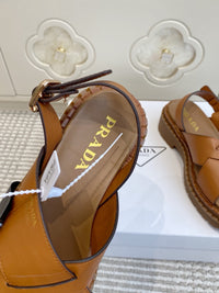 Leather Crossover Platform Sandals