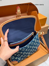 Diane Blue Denim Crystal Shoulder Bag
