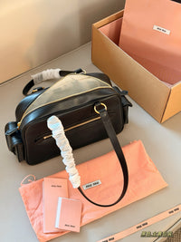 Nappa Leather Pocket Top-Handle Bag