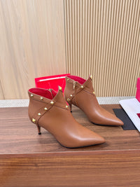 Rockstud Leather Ankle Boots