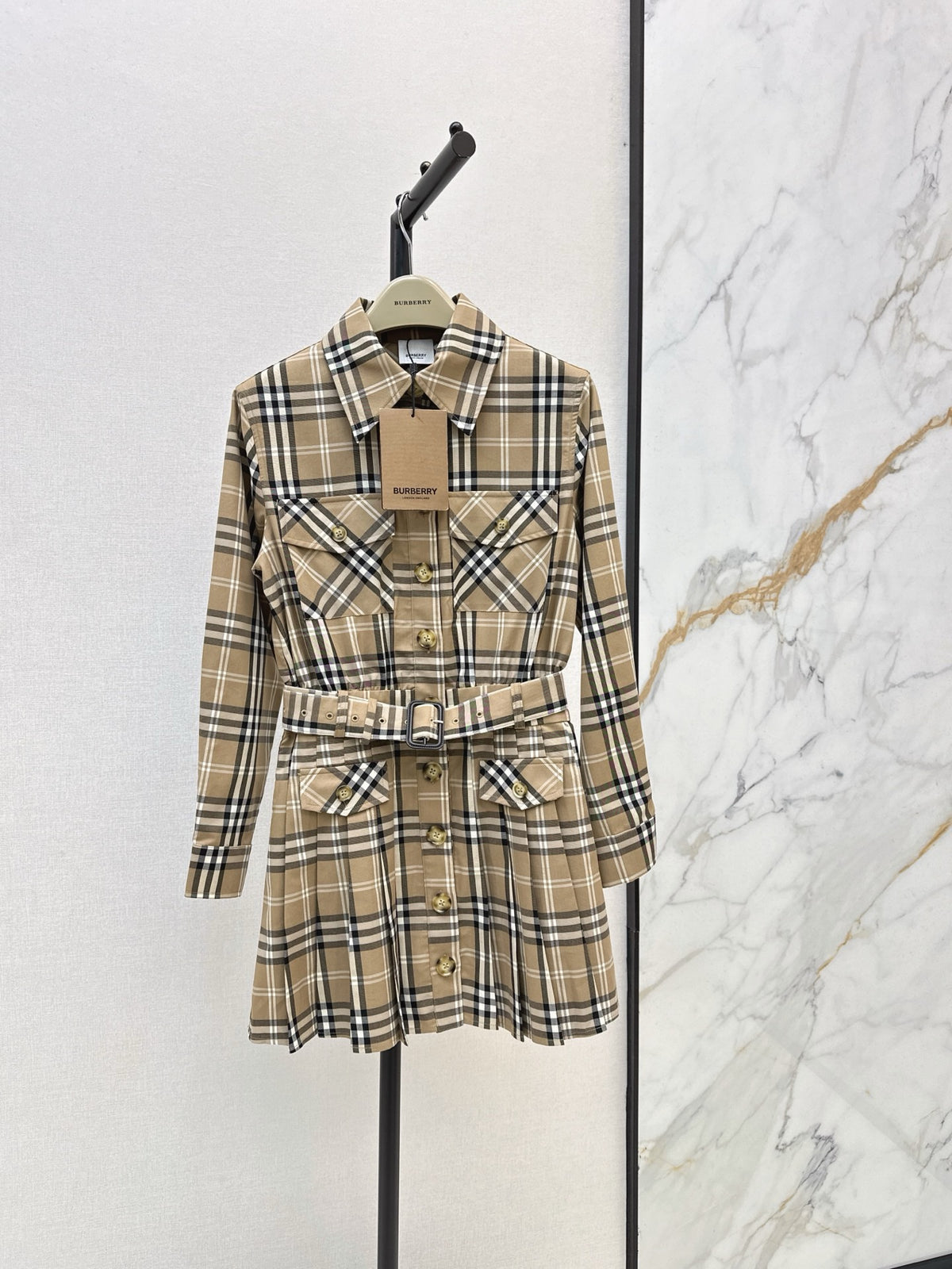 Check Cotton Shirt Dress