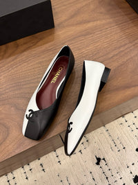 Two-Tone Leather Ballerina Flats