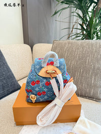 Cherry Denim Mini Backpack