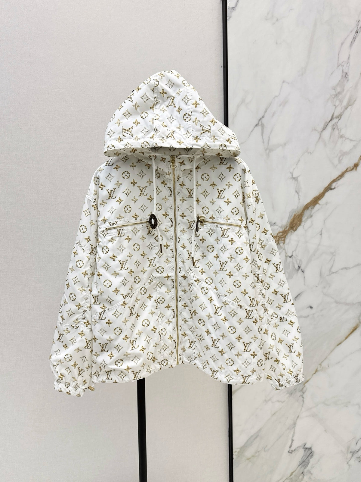 Monogram Print Drawstring Jacket