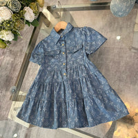 Monogram Denim Tiered Shirt Dress