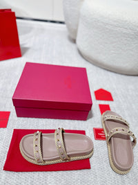 Garavani Rockstud Rope Flat Sandals