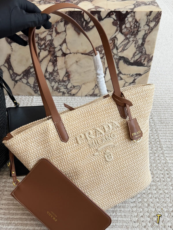Crochet Leather Tote Bag
