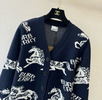 Equestrian Knight Jacquard Wool Cardigan